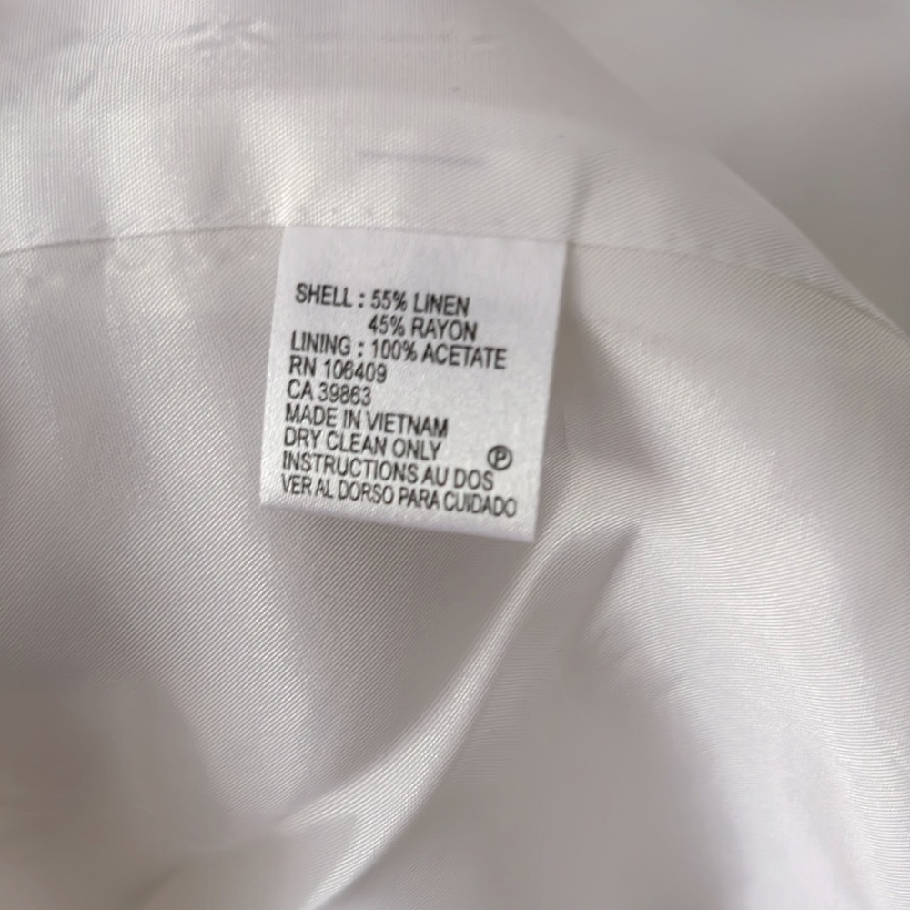 Tahari White Tailored Blazer Professional Style Linen Blend Size 14 - Picture 13 of 13
